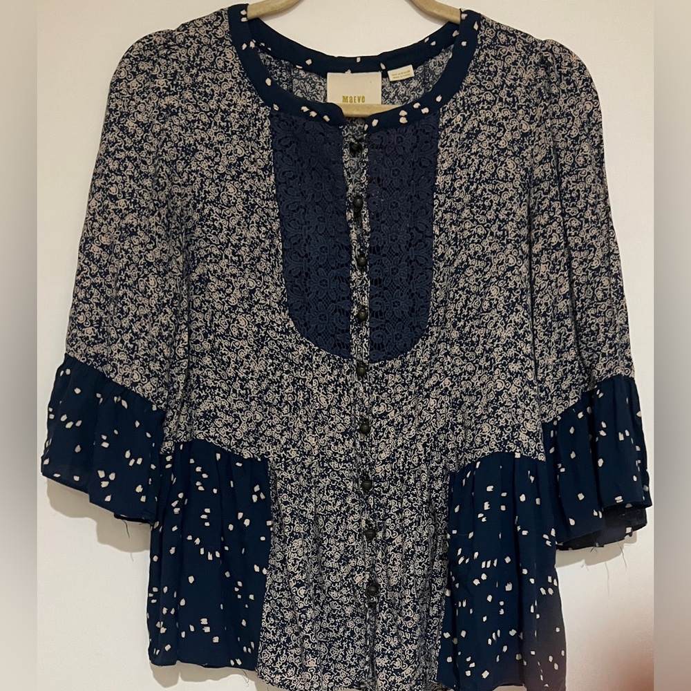 Women’s Maeve Blue and White Floral Dress